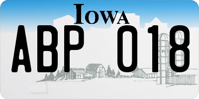 IA license plate ABP018