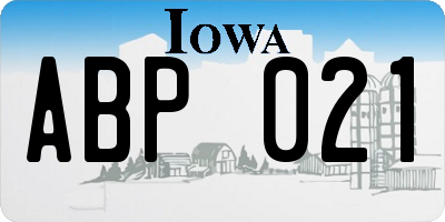 IA license plate ABP021