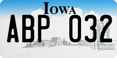 IA license plate ABP032