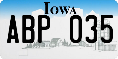 IA license plate ABP035
