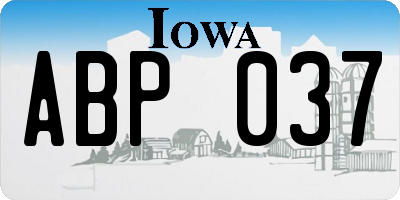 IA license plate ABP037