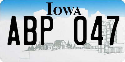 IA license plate ABP047