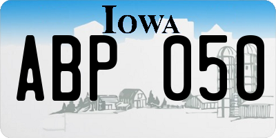 IA license plate ABP050