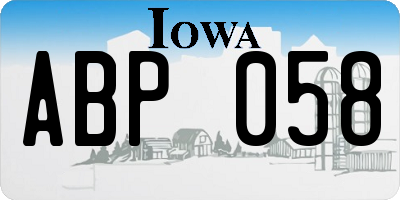 IA license plate ABP058