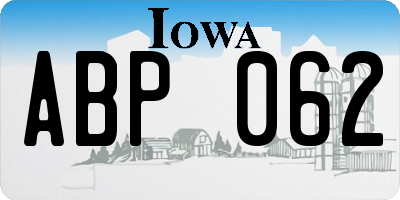 IA license plate ABP062