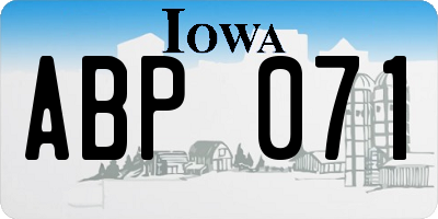 IA license plate ABP071