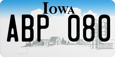 IA license plate ABP080