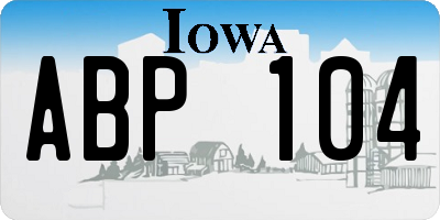 IA license plate ABP104