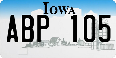 IA license plate ABP105