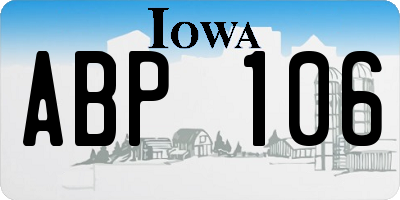 IA license plate ABP106