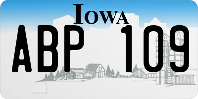 IA license plate ABP109