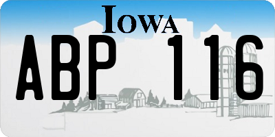 IA license plate ABP116