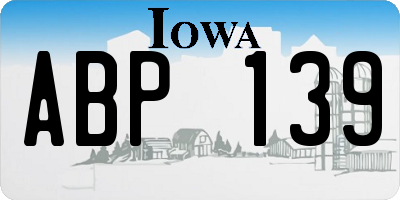 IA license plate ABP139
