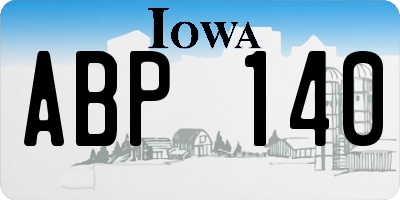 IA license plate ABP140