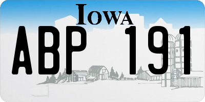 IA license plate ABP191
