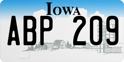 IA license plate ABP209