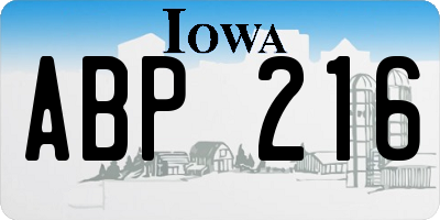 IA license plate ABP216
