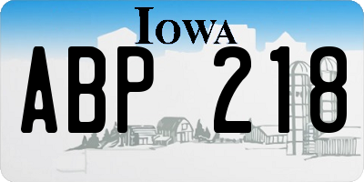 IA license plate ABP218