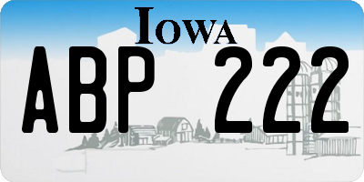 IA license plate ABP222