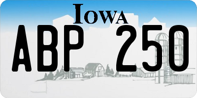 IA license plate ABP250