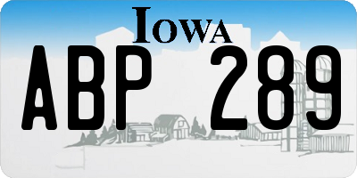 IA license plate ABP289