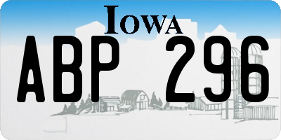 IA license plate ABP296