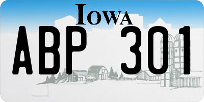 IA license plate ABP301