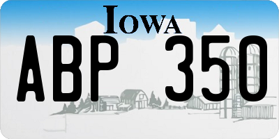 IA license plate ABP350