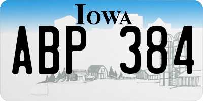 IA license plate ABP384