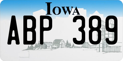 IA license plate ABP389