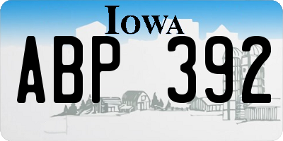 IA license plate ABP392