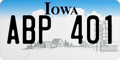 IA license plate ABP401