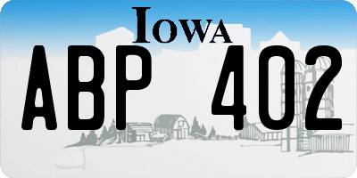 IA license plate ABP402