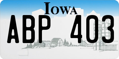 IA license plate ABP403