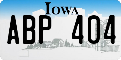 IA license plate ABP404