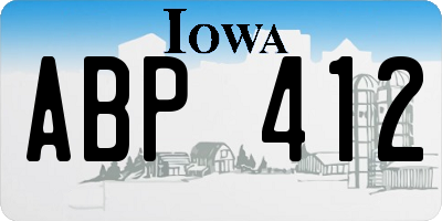 IA license plate ABP412