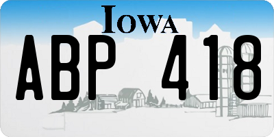 IA license plate ABP418