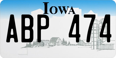 IA license plate ABP474