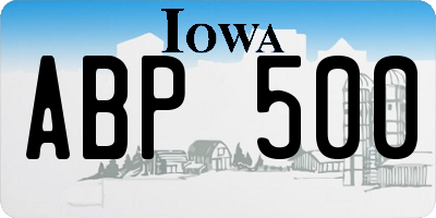 IA license plate ABP500