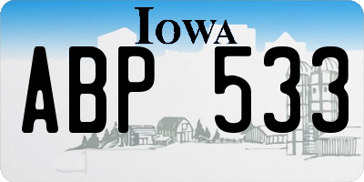 IA license plate ABP533