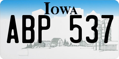 IA license plate ABP537