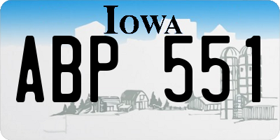 IA license plate ABP551
