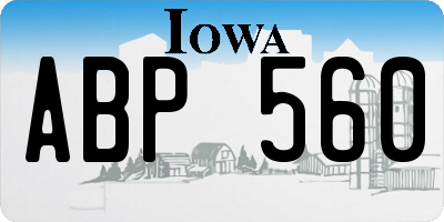 IA license plate ABP560