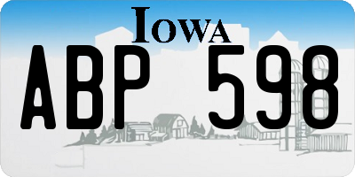 IA license plate ABP598