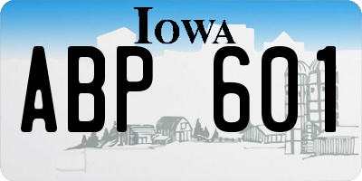 IA license plate ABP601