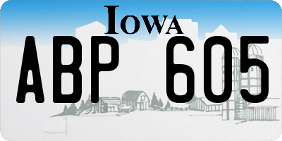 IA license plate ABP605