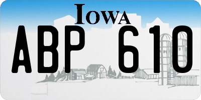 IA license plate ABP610
