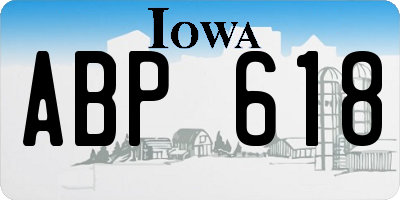 IA license plate ABP618