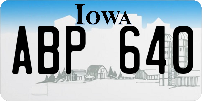 IA license plate ABP640