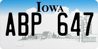 IA license plate ABP647